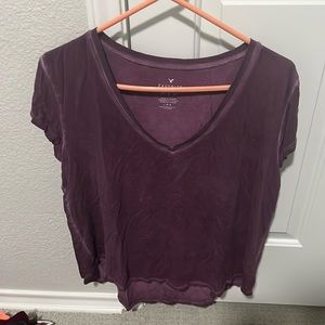Purple American Eagle V-Neck Tee L